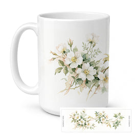 Caroline's Treasures Cherokee Rose Flowers Ceramic Coffee Mug 15 oz