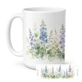Caroline's Treasures Delphinium Flowers Ceramic Coffee Mug 15 oz