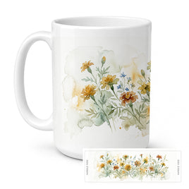 Caroline's Treasures Marigolds Flowers Ceramic Coffee Mug 15 oz