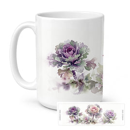Caroline's Treasures Ornamental Kale Flowers Ceramic Coffee Mug 15 oz