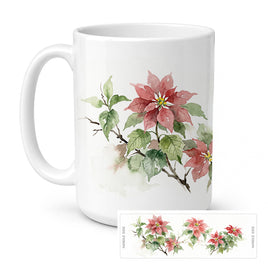 Caroline's Treasures Poinsettias Flowers Ceramic Coffee Mug 15 oz