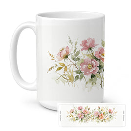 Caroline's Treasures Prairie Roses Flowers Ceramic Coffee Mug 15 oz