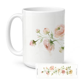 Caroline's Treasures Ranunculus Flowers Ceramic Coffee Mug 15 oz
