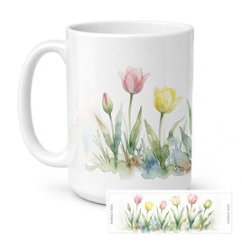 Caroline's Treasures Tulips Flowers Ceramic Coffee Mug 15 oz