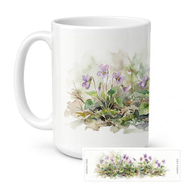 Caroline's Treasures Wood Violets Flowers Ceramic Coffee Mug 15 oz