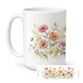 Caroline's Treasures Zinnias Flowers Ceramic Coffee Mug 15 oz