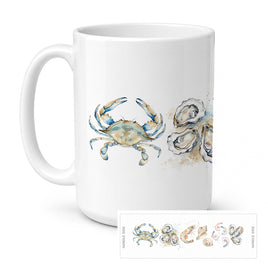 Caroline's Treasures Blue Crab Seafood Ceramic Coffee Mug 15 oz