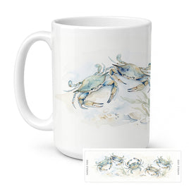 Caroline's Treasures Coastal Crabs Seafood Ceramic Coffee Mug 15 oz