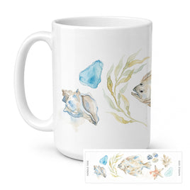 Caroline's Treasures Flounder Fish Ceramic Coffee Mug 15 oz