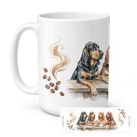 Caroline's Treasures Bloodhounds Morning Coffee Ceramic Coffee Mug 15 oz Decorative Large C Handle
