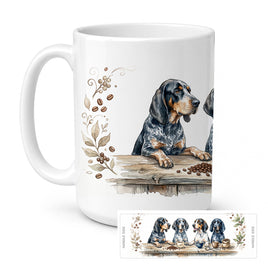 Caroline's Treasures Bluetick Coonhounds Morning Coffee Ceramic Coffee Mug 15 oz Decorative Large C Handle