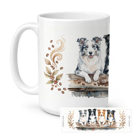 Caroline's Treasures Border Collies Morning Coffee Ceramic Coffee Mug 15 oz Decorative Large C Handle