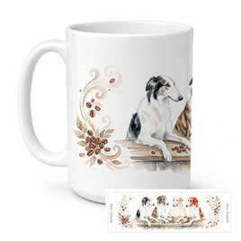 Caroline's Treasures Borzois Morning Coffee Ceramic Coffee Mug 15 oz Decorative Large C Handle