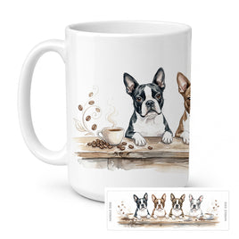 Caroline's Treasures Boston Terriers Morning Coffee Ceramic Coffee Mug 15 oz Decorative Large C Handle