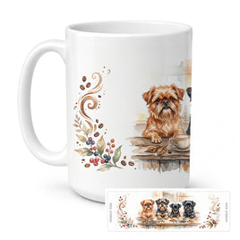 Caroline's Treasures Brussels Griffons Morning Coffee Ceramic Coffee Mug 15 oz Decorative Large C Handle