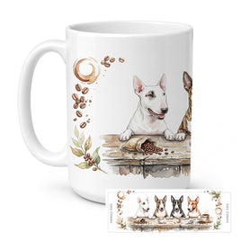 Caroline's Treasures Bull Terriers Morning Coffee Ceramic Coffee Mug 15 oz Decorative Large C Handle