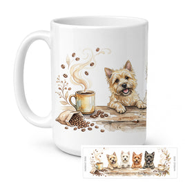Caroline's Treasures Cairn Terriers Morning Coffee Ceramic Coffee Mug 15 oz Decorative Large C Handle