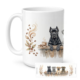 Caroline's Treasures Cane Corsos Morning Coffee Ceramic Coffee Mug 15 oz Decorative Large C Handle