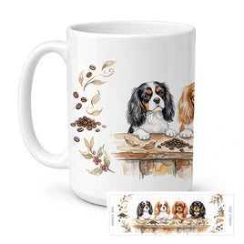 Caroline's Treasures Cavalier Spaniels Morning Coffee Ceramic Coffee Mug 15 oz Decorative Large C Handle