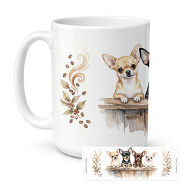 Caroline's Treasures Chihuahuas Morning Coffee Ceramic Coffee Mug 15 oz Decorative Large C Handle