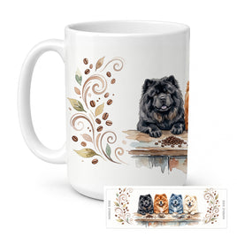 Caroline's Treasures Chow Chows Morning Coffee Ceramic Coffee Mug 15 oz Decorative Large C Handle