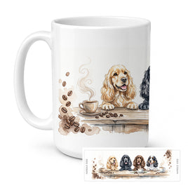 Caroline's Treasures Cocker Spaniels Morning Coffee Ceramic Coffee Mug 15 oz Decorative Large C Handle
