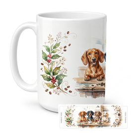 Caroline's Treasures Dachshunds Morning Coffee Ceramic Coffee Mug 15 oz Decorative Large C Handle