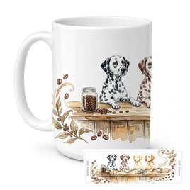 Caroline's Treasures Dalmatians Morning Coffee Ceramic Coffee Mug 15 oz Decorative Large C Handle