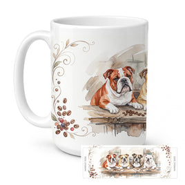 Caroline's Treasures English Bulldogs Morning Coffee Ceramic Coffee Mug 15 oz Decorative Large C Handle
