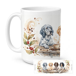 Caroline's Treasures English Setters Morning Coffee Ceramic Coffee Mug 15 oz Decorative Large C Handle