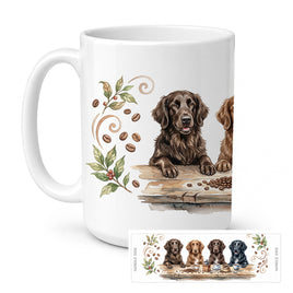 Caroline's Treasures Flat Coated Retrievers Morning Coffee Ceramic Coffee Mug 15 oz Decorative Large C Handle