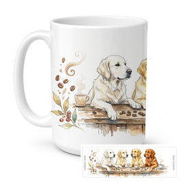 Caroline's Treasures Golden Retrievers Morning Coffee Ceramic Coffee Mug 15 oz Decorative Large C Handle
