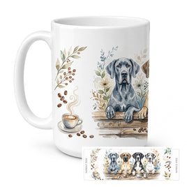 Caroline's Treasures Great Danes Morning Coffee Ceramic Coffee Mug 15 oz Decorative Large C Handle