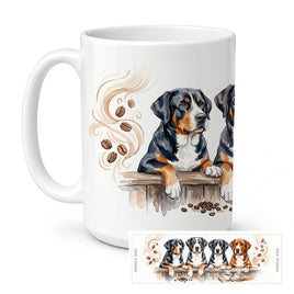 Caroline's Treasures Greater Swiss Mountain Dogs Morning Coffee Ceramic Coffee Mug 15 oz Decorative Large C Handle