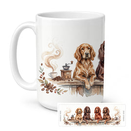 Caroline's Treasures Irish Setters Morning Coffee Ceramic Coffee Mug 15 oz Decorative Large C Handle