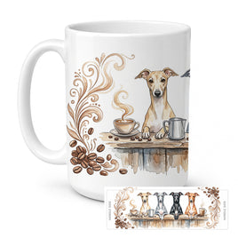 Caroline's Treasures Italian Greyhounds Morning Coffee Ceramic Coffee Mug 15 oz Decorative Large C Handle