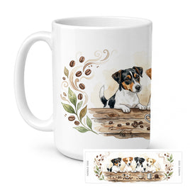 Caroline's Treasures Jack Russell Terriers Morning Coffee Ceramic Coffee Mug 15 oz Decorative Large C Handle
