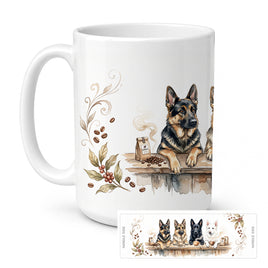 Caroline's Treasures German Shepherds Morning Coffee Ceramic Coffee Mug 15 oz Decorative Large C Handle