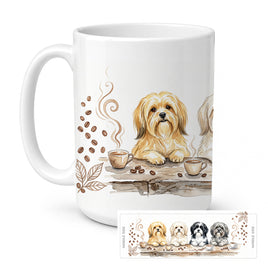 Caroline's Treasures Lhasa Apsos Morning Coffee Ceramic Coffee Mug 15 oz Decorative Large C Handle