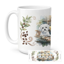 Caroline's Treasures Maltese Morning Coffee Ceramic Coffee Mug 15 oz Decorative Large C Handle