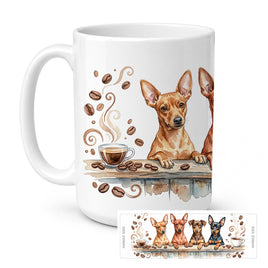 Caroline's Treasures Miniature Pinschers Morning Coffee Ceramic Coffee Mug 15 oz Decorative Large C Handle