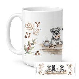 Caroline's Treasures Miniature Schnauzers Morning Coffee Ceramic Coffee Mug 15 oz Decorative Large C Handle