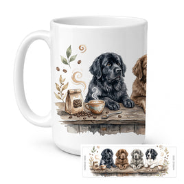 Caroline's Treasures Newfoundlands Morning Coffee Ceramic Coffee Mug 15 oz Decorative Large C Handle