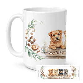 Caroline's Treasures Norfolk Terriers Morning Coffee Ceramic Coffee Mug 15 oz Decorative Large C Handle