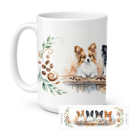 Caroline's Treasures Papillons Morning Coffee Ceramic Coffee Mug 15 oz Decorative Large C Handle