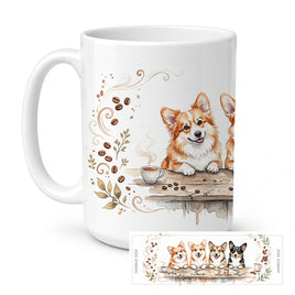 Caroline's Treasures Pembroke Welsh Corgis Morning Coffee Ceramic Coffee Mug 15 oz Decorative Large C Handle
