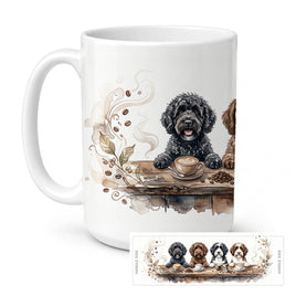 Caroline's Treasures Portuguese Water Dogs Morning Coffee Ceramic Coffee Mug 15 oz Decorative Large C Handle