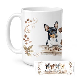 Caroline's Treasures Rat Terriers Morning Coffee Ceramic Coffee Mug 15 oz Decorative Large C Handle