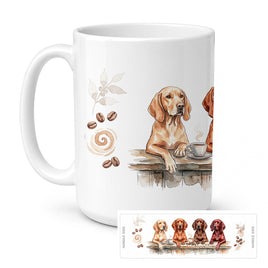 Caroline's Treasures Redbone Coonhounds Morning Coffee Ceramic Coffee Mug 15 oz Decorative Large C Handle