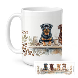 Caroline's Treasures Rottweilers Morning Coffee Ceramic Coffee Mug 15 oz Decorative Large C Handle